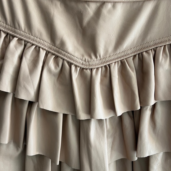 Tularosa Vegan Leather Tan Ruffled Skirt - only worn once for photo shoot - Picture 2 of 4
